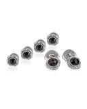 Onyx & Sterling Silver Cuff Links & Studs Set