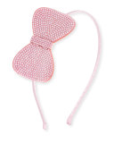Girls' Rhinestone Bow Headband, Light Pink