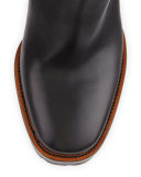 Leather Chunky-Heel Ankle Boot, Black (Nero)