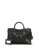 Classic Metallic Edge City Small Bag, Black/Nickel