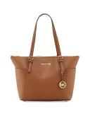 Jet Set Top-Zip Saffiano Tote Bag, Luggage