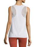 Sunshade Mesh-Panel Sport Tank, White