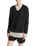 Linen-Cashmere V-Neck Sweater