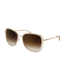 Tiegs Gradient Square Sunglasses, Champagne/Gold