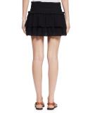 Kamelie Tiered Voile Mini Skirt, Black
