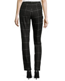 Karis Windowpane Plaid Ankle Pants, Black Multi