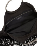 Bracelet Sac Suede Fringe Serpent Hobo Bag, Black