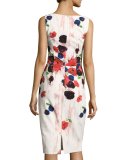 Sleeveless Floral Cocktail Dress, Pink/Multicolor