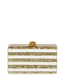 Jean Confetti-Striped Box Clutch Bag, Gold/Silver