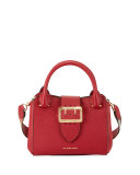 Buckle Small Leather Tote Bag, Red