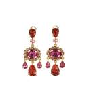 Bold Teardrop Crystal Clip-On Earrings, Pink