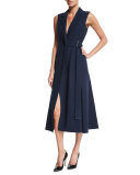Sleeveless Belted Gilet Dress, Dusk