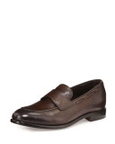 Il Mocassino Burnished Leather Loafer, Brown