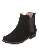 Jervin Flat Nubuck Ankle Boot, Black