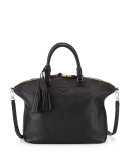 Thea Medium Slouchy Leather Satchel Bag, Black