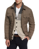 Milano Quilted Nylon Shirt Jacket, Brown