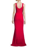 Ava Sleeveless Ponte Gown, Cardinal