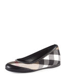 Girls' Check Ballerina Flats, Black 