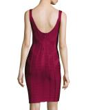 Classic Bandage Sleeveless Sheath Dress, Dark Maroon