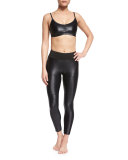 Shiny Moto Sport Leggings, Black