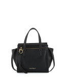 Amy Small Leather Tote Bag, Nero