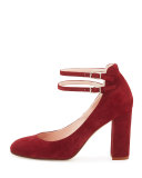baneera suede ankle-strap pump, red chestnut