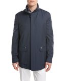Micro-Check Wool Field Jacket, Blue