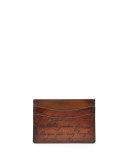 Scritto Leather Card Case, Brown 