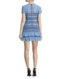 Darcy Lace Tiered-Hem Mini Dress, Powder Blue