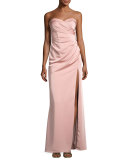 Strapless Stretch-Satin Sweetheart Column Gown, Pink