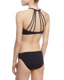 Netted High-Neck Strappy Swim Top