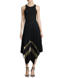 Palma Metallic Plissé Midi Skirt