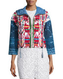 Mexican Hand-Embroidered Short Jacket, Multi Colors
