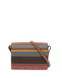 Pulce XL Vitello Striped Crossbody Bag, Nut/Gray/Yellow/Blue/Dark Brown/Pink