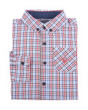 Long-Sleeve Check Poplin Shirt, Red, Size 2-7