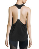 Elastic-Back Sleeveless Sport Tank, Black/White