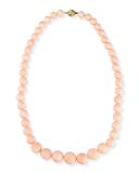 Graduated Angel Skin Coral Bead Necklace with Diamond Clasp, 0.64 tdcw