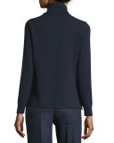 Long-Sleeve Cashmere Turtleneck w/ Drop-Needle Hem