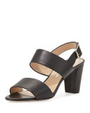 Khan Leather Double-Band Sandal, Black