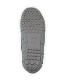 Rubber Tassel Loafer with Faux-Croc Trim, Gray