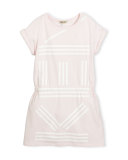 Cap-Sleeve Stretch Jersey Logo Dress, Pink, Size 8-12