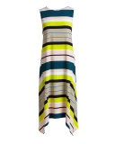 Romona Sleeveless Merengue-Striped Tech Dress, Multi