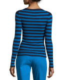 Striped Long-Sleeve Crewneck Sweater, Maritime/Wave