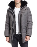 Edward-BC Lux Down Jacket w/Fur-Lined Hood, Slate