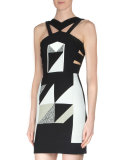 Altamira Patchwork Collage Dress, Black Multi