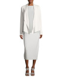 Shawl-Collar Draped Knit Jacket