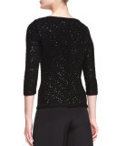 V-Neck Sequined Chevron Sweater