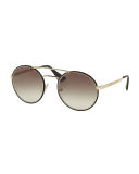 Round Brow-Bar Sunglasses