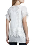 Short-Sleeve Lace-Inset Top, Petite