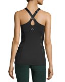 Silhouette Triple-Mesh Tank, Black